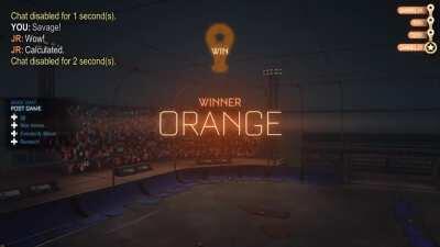 tusk the bot hits a double fake at 0 seconds on the goal-line to win the game