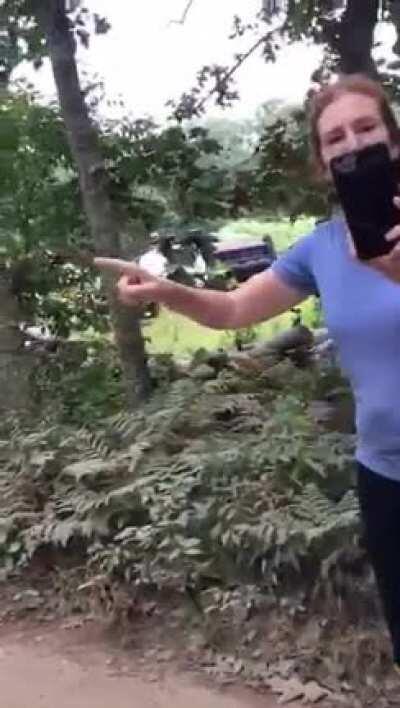 Karen and Ken stealing from a Brazilian man's dirt pile in USA