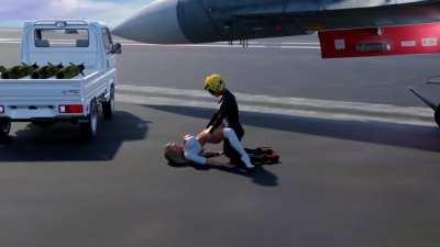 Futanari Sex at a military airport