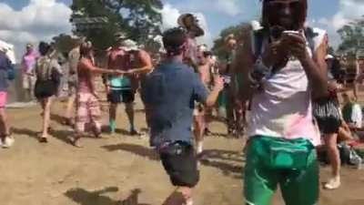 Found my friend by himself in the crowd and secretly recorded him, results were epic