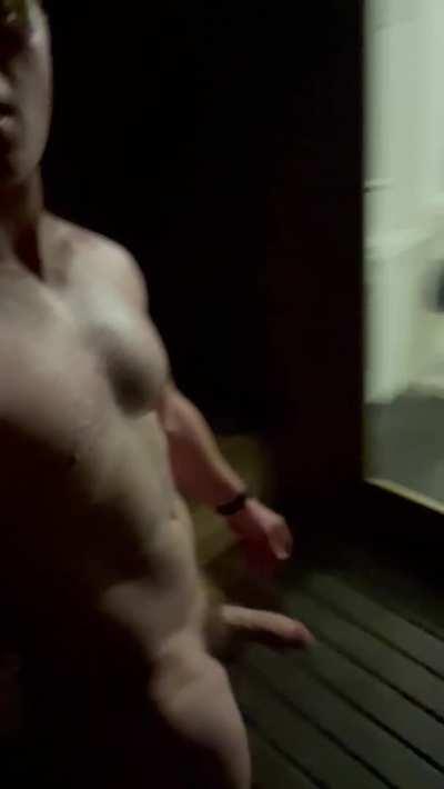 My big dick out in the public sauna😏 (m)