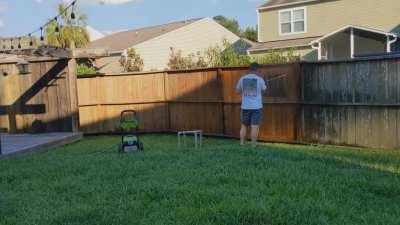 We bought our house a year ago today. I'm finally getting around to washing the fence. So satisfying!