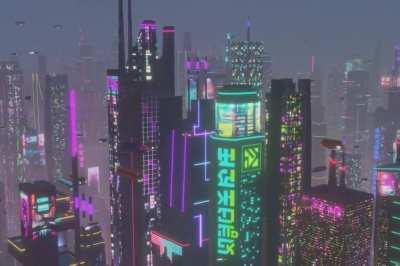 I generated all the billboards, neon signs, and text using Midjourney