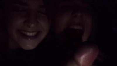 Two Girls Offering A Blowjob In A Cinema