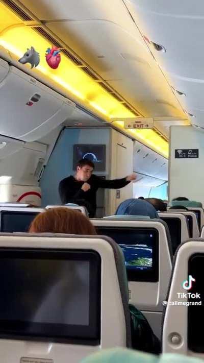 Bros shadow boxing inside a plane 💀