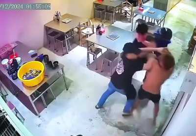 Drunk dude and his friend get beat up by employees 