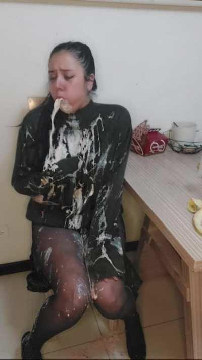 self vomit on my clothes