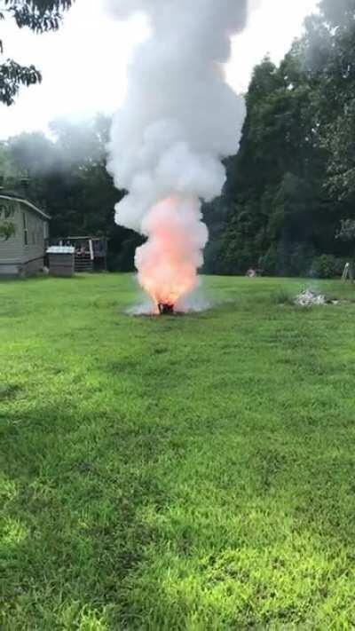 40lbs of saltpeter and sugar... and a birthday candle.