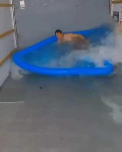 Put a pool in a moving truck.