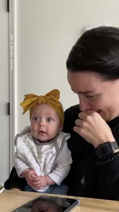 She couldn't handle her baby laugh for the first time