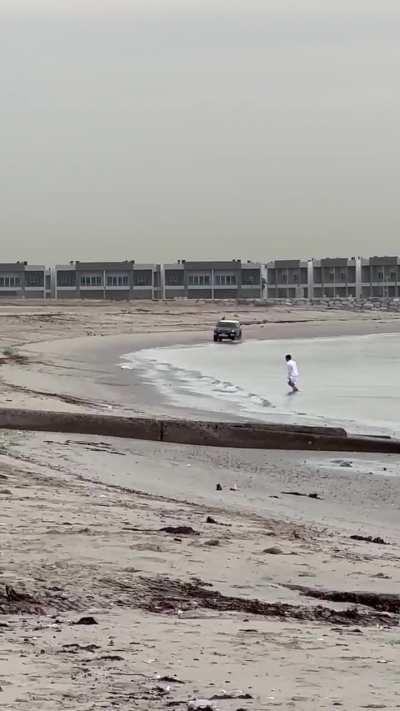 My friend took this video today while walking his dog on the beach in Abu Al Hasaniya