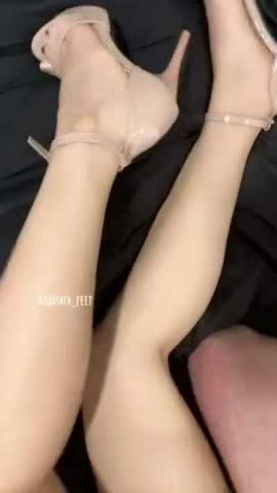 Lick the dirt of those high heels as i get fucked by a real man