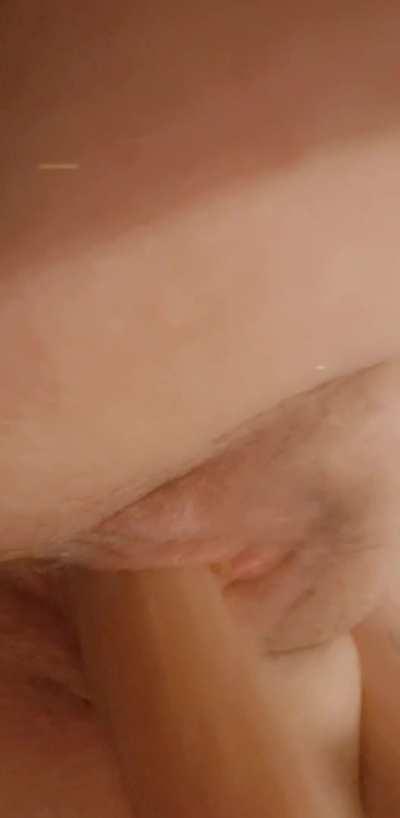 F21 Wet little pussy stuffed with 8in dildo