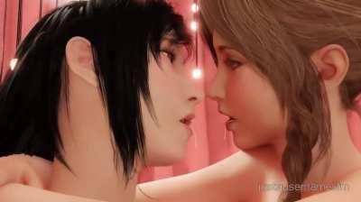 Preggo Aerith sitting on Tifa's lap (justausernamesfm)