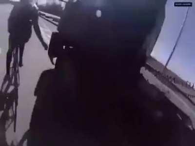 Cyclists Ride Their Bike On The Freeway, Get Hit By Truck