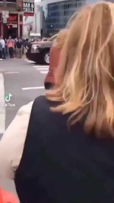 Woman almost gets into accident riding a scooter