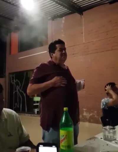 The young buck isn't quite as calm and collected as everyone else... LOL