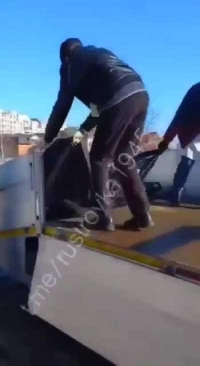 Mass grave in Bucha: original footage of Musgrave in Bucha, uploaded by Dr Andrei Levkovsky, of Irpin Health Centre, to Telegram on 12 March.