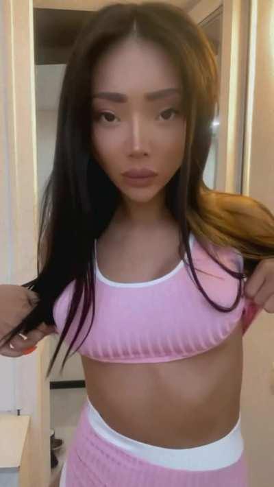 I want your cream all over my slender body and big tits