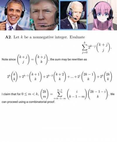 Obama, Trump, Biden, and Bocchi the Rock solve a Putnam Problem