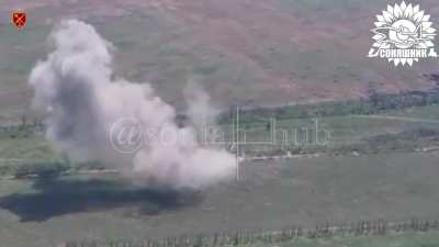 The Ukrainian Armed Forces carried out a MiG-29 airstrike using a guided French AASM HAMMER aerial bomb on a dugout with Russian drone operators in the Zaporizhia region. May 2025.