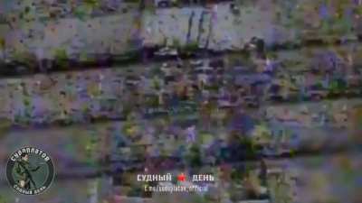Ru Pov: Destruction of Ukrainian pickup truck with electronic warfare system and infantry, 