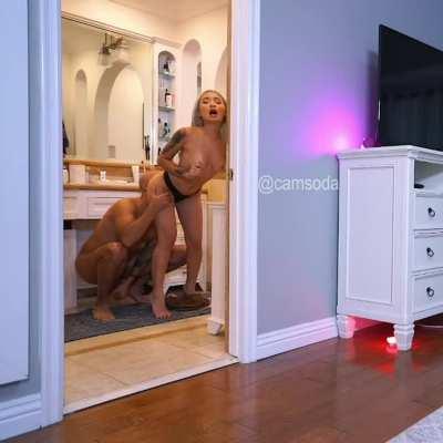 Small Petite getting her Ass Ate in the Bathroom