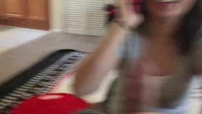 Interrupting her phone call