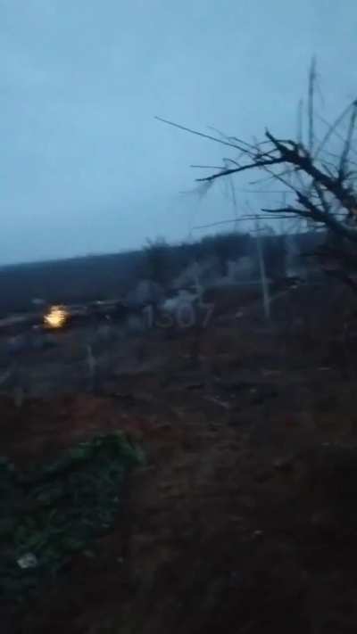 A Russian soldier captured the moment of a cluster munition explosion