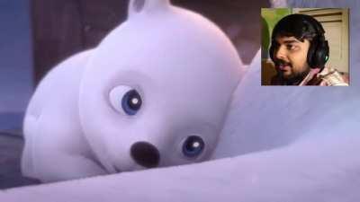 Even if the most upsetting things happen like a polar bear dying he will still laugh.