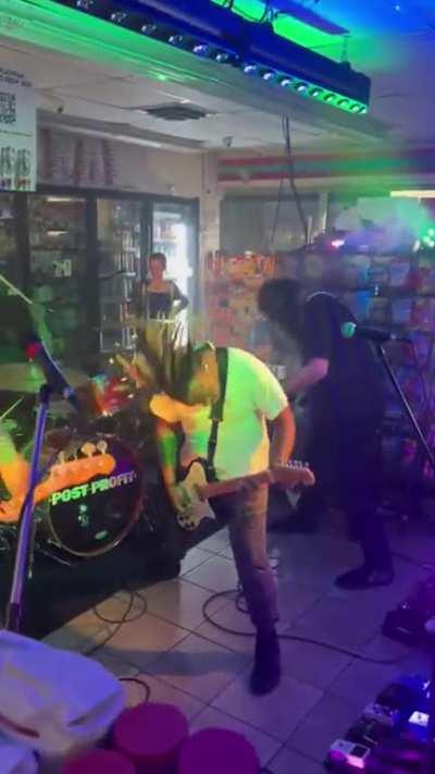 Jamming out at the station.