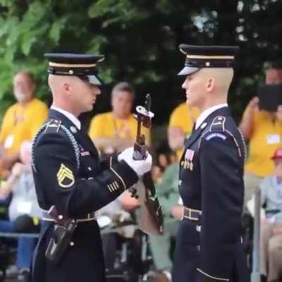 Silent Drill Platoon Single Rifle Inspection.