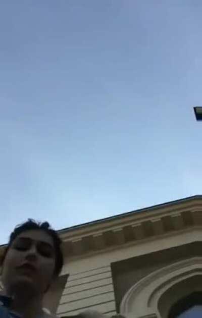 Showing off her sexy body in public