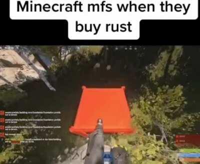 Minecraft players that play rust once belike: