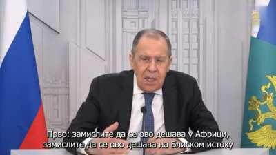 ru pov: Russian FM Sergey Lavrov's response to people saying they can't sleep because of the Ukrainian conflict.