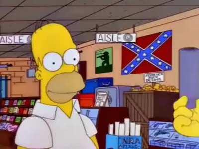 Homer buys a gun, one of my all-time favorite moments on The Simpsons.