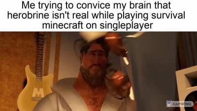 My brain lagging trying to process that herobrine isn't real