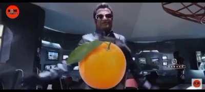 Title is drinking orange juice