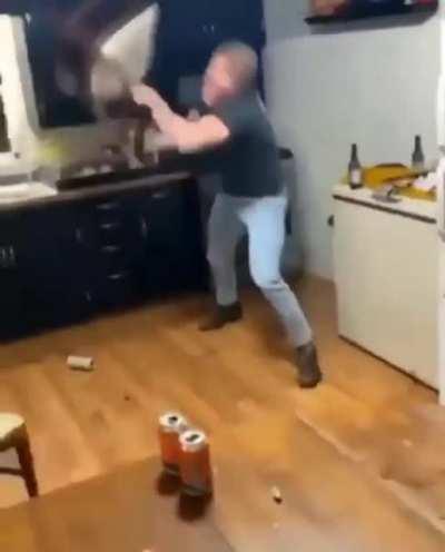 He's fighting everything in the room