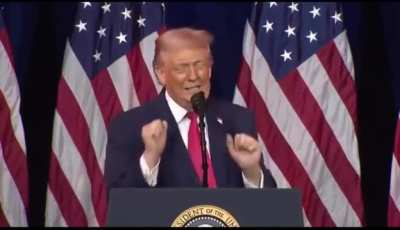 The US President doing whatever the hell this is while addressing House GOP