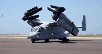 Unfolding the wings and rotors/propellers of a Boeing V-22 Osprey