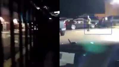 Footage of the first peaceful protester