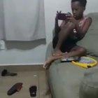 Kid meets his new puppy for the first time