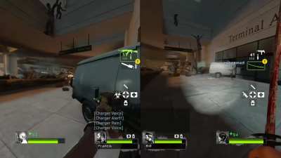 I played L4D with my mom and she leveled a charger 💀 (right side)