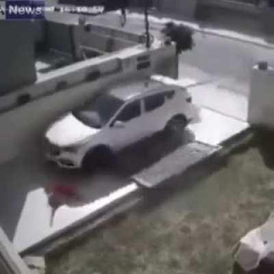 Tried To Open Gate Like A Boss ! Oops, His own kid was on the other side.