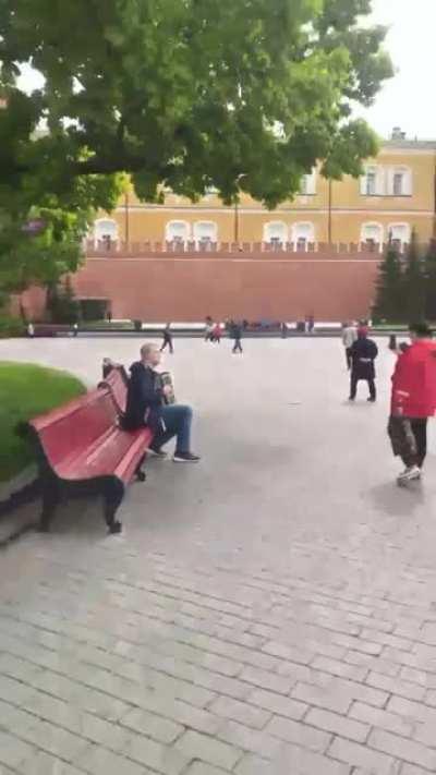 Russian civilian playing 