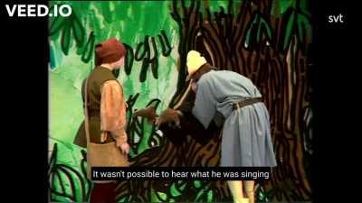 Tom Bombadil saves Merry and Pippin in Swedish state TV adaptation 1971