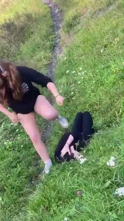 British girls fight after girl in hoodie talked shit, asked to fight & spread rumors