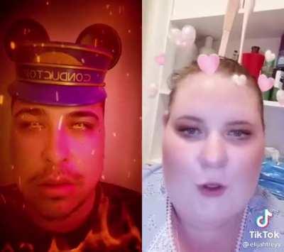 Conductor of the Disneyland monorail seduces the Queen of Hearts. A tale as old as time