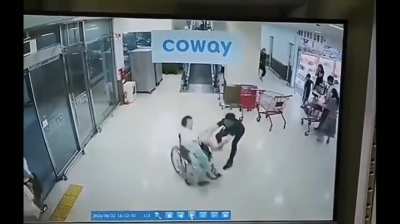 Man catches run away wheelchair